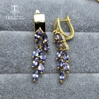 tbjnew style 925 sterling silver natural gemstone tanzanite earring and rings jewelry set for girl wedding nice gift with box