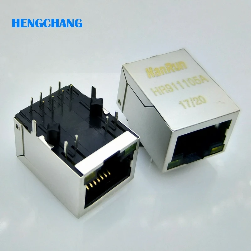 Hanrun HR911105A RJ45 разъем PCB монтажный сетевой адаптер для Ethernet передачи данных с лампой