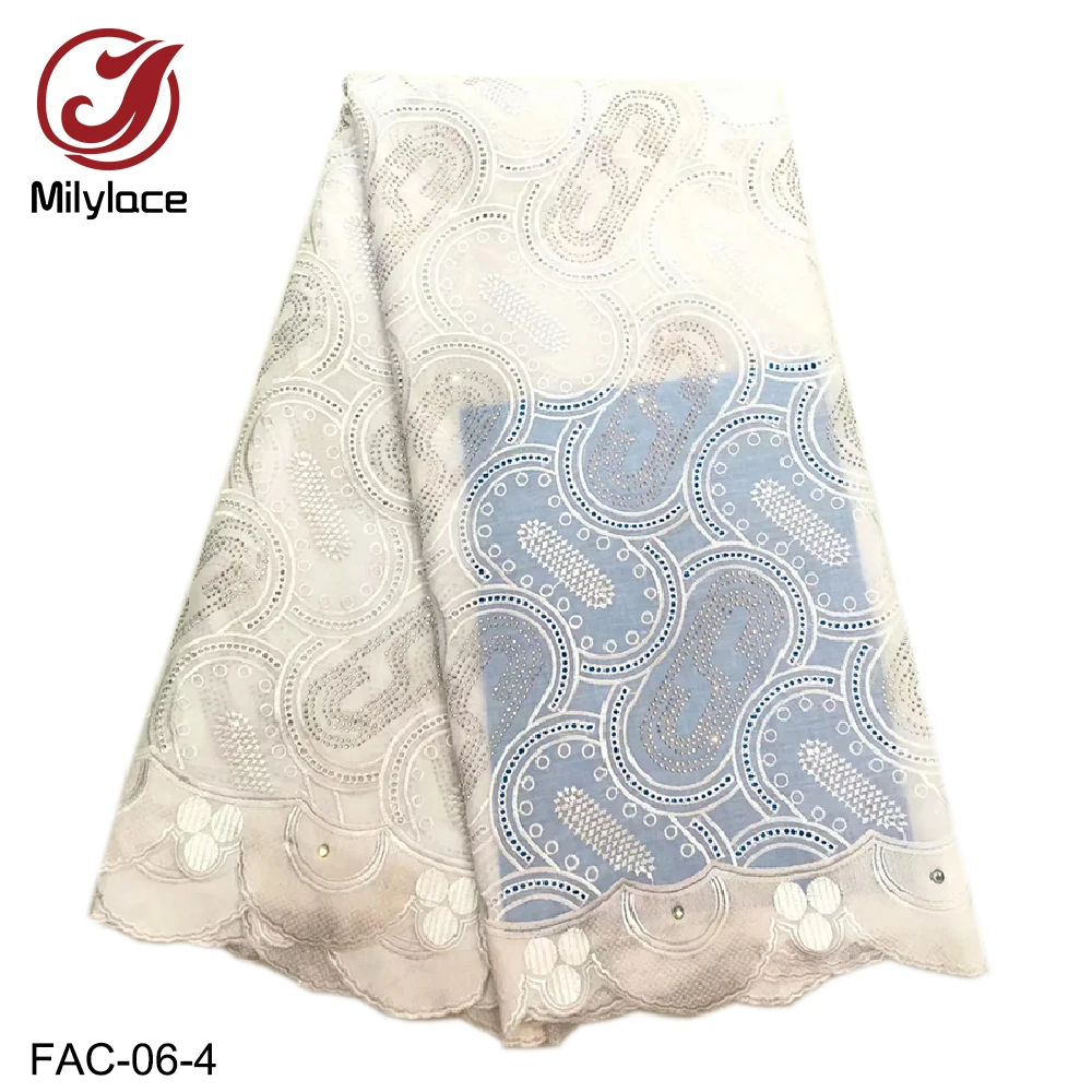 Milylace new swiss cotton voile lace fabric 5 yards embroidery dry high quality with stones for wedding Party FAC-06 | Дом и сад