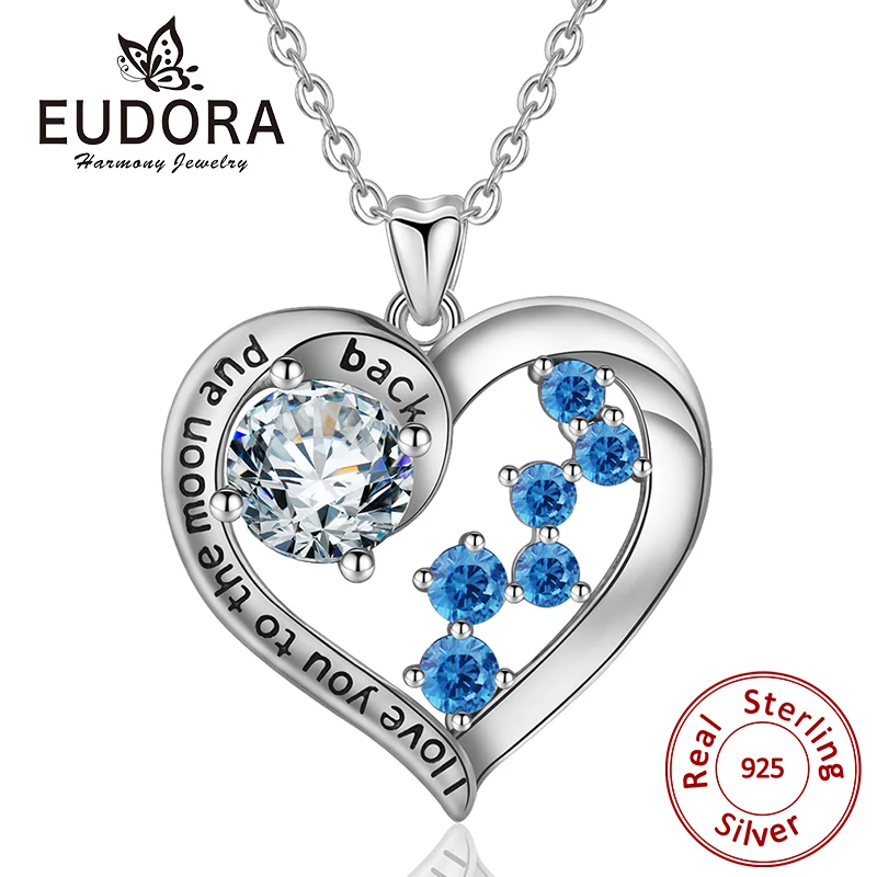 Подвеска в виде сердца EUDORA из стерлингового серебра 925 пробы с надписью I Love You to the