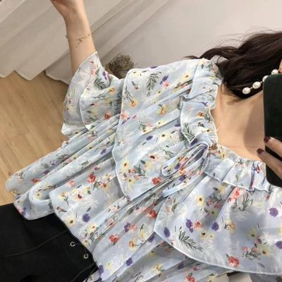 4XL женские рубашки блузки с принтом шифоновый топ офисная блузка длинным рукавом