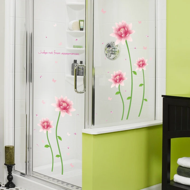 [Fundecoration] diy Розовые цветущие Цветочные настенные наклейки для гостиной спальни