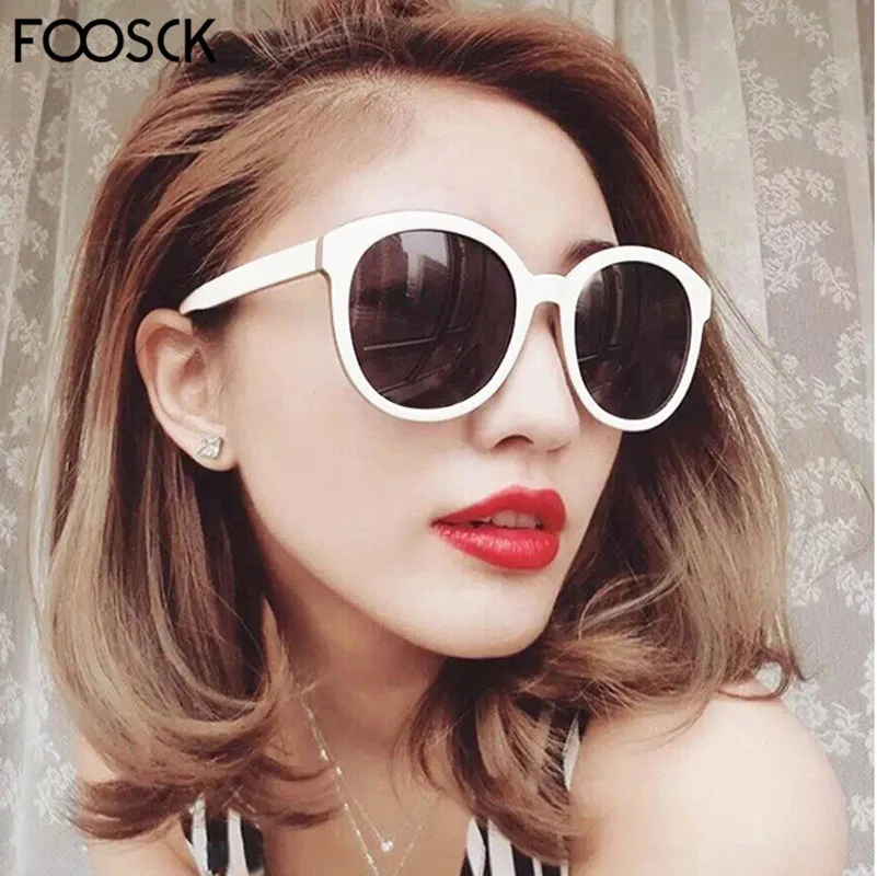 Женские солнцезащитные очки FOOSCK, черные и белые винтажные очки, UV400, 2018