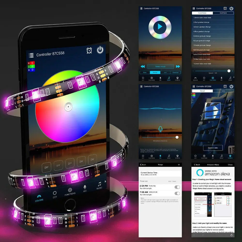 USB Wi-Fi подсветильник КА для телевизора компьютера 5050 RGB светодиодная подсветка Alexa