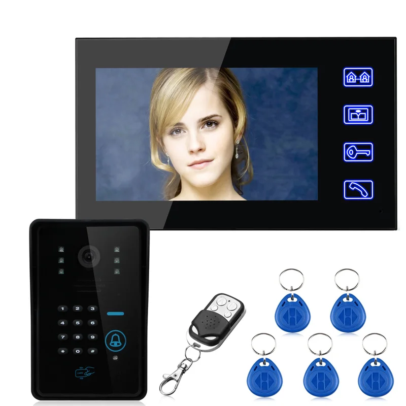 Сенсорный ключ 7 &quotLcd RFID пароль видео домофон система Wth ИК камера 1000 ТВ линия