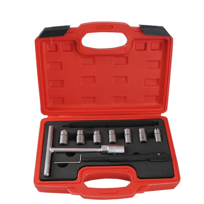 

10pcs Diesel Injector Seat Cutter Set Cleaner Carbon Remover Tools Kit