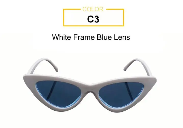 white blue LongKeeper глаз Очки Малый Треугольники Рамки кошачий глаз Солнцезащитные очки для женщин Для женщин UV400 Новая мода Цвет Ocean Плёнки Защита от солнца Очки Прохладный - Цвет линз: white blue