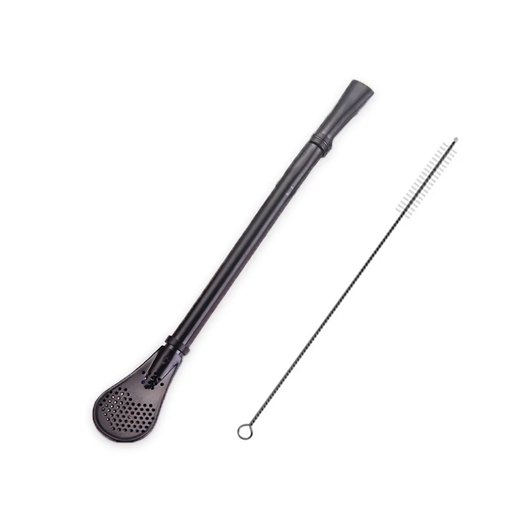 1PC Stainless Steel Straws Metal Straw Tubules Yerba Mate Filter Spoons Reusable Tube Tea Tools+ Cleaner Brush Bar Accessories