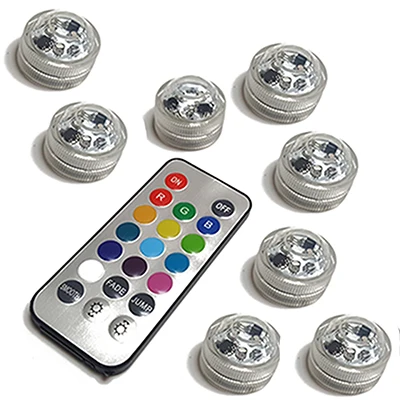 1light 8remote IP68 многоцветные светодиодные подводные огни свет для бассейна ваза в виде рыбы чаши Аквариум Украшение на день рождения светодиодная подводная лампа - Испускаемый цвет: 1light 8remote