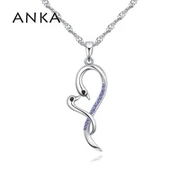 anka brand fashion classic heart necklace for women romantic simple crystal necklace pendant jewelry christmas gift 128976