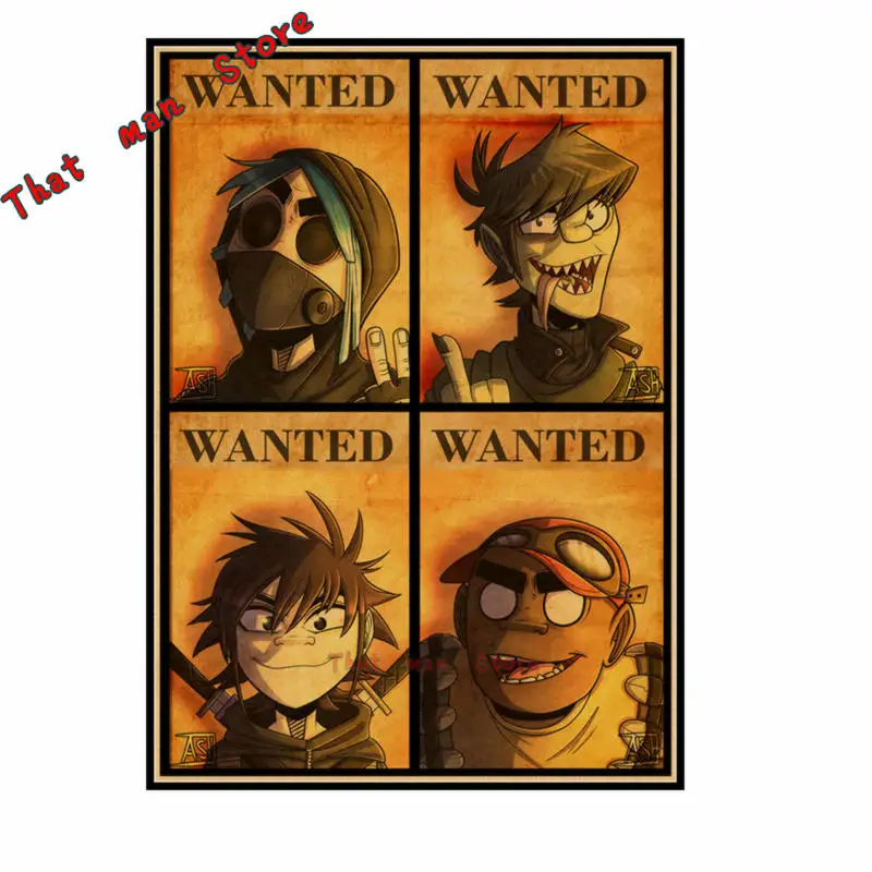 Gorillaz музыка рок Винтаж Плакат из крафт-бумаги DIY стикер стены Нежный домашний бар Декор подарок