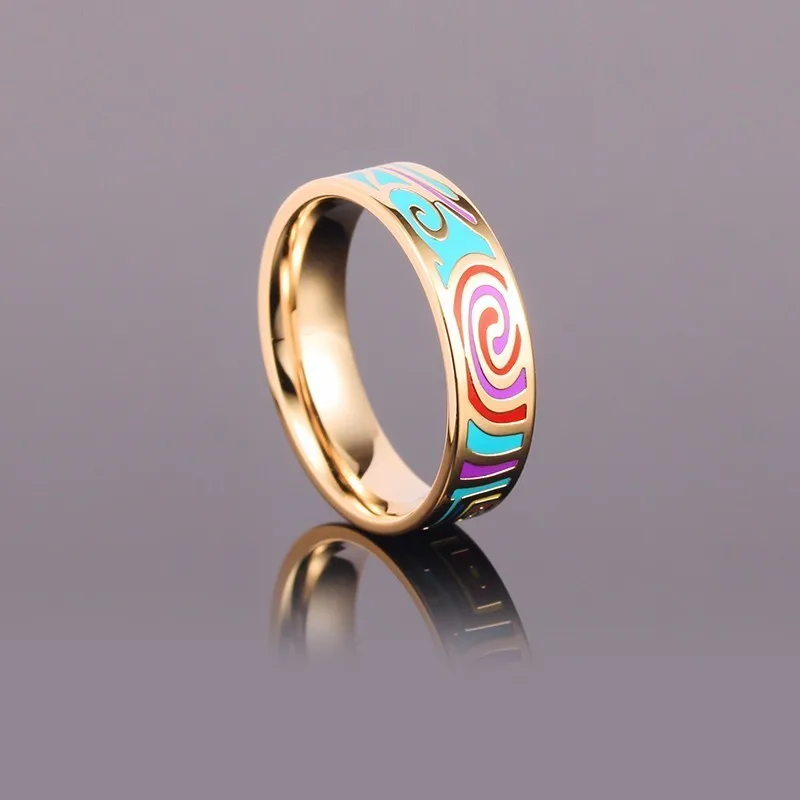 Женское кольцо R & X Bijoux Femme CeramicFine, эмалированные ювелирные изделия для вечеринок, кольца из нержавеющей стали для спортивных/любителей 18K 6 мм
