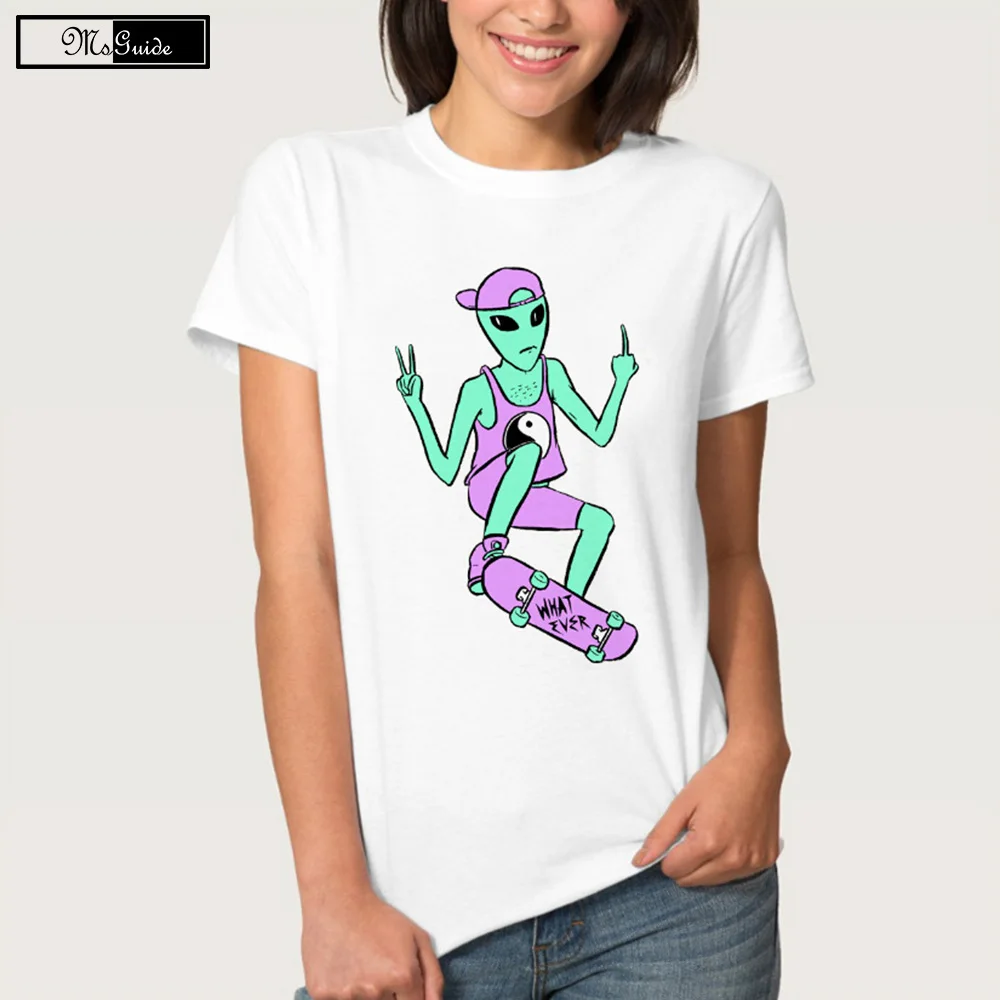Msguide Tee Shirt Aliens T Women Short Sleeve Comfortable Female T-Shirts Camiseta Blusa | Женская одежда