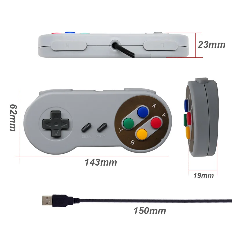 Ретро проводной USB игровой Управление; для SNES Стиль игрового контроллера геймпад для ПК с ОС Windows 7/8/10 игрового джойстика для Mac Системы Управление джойстик