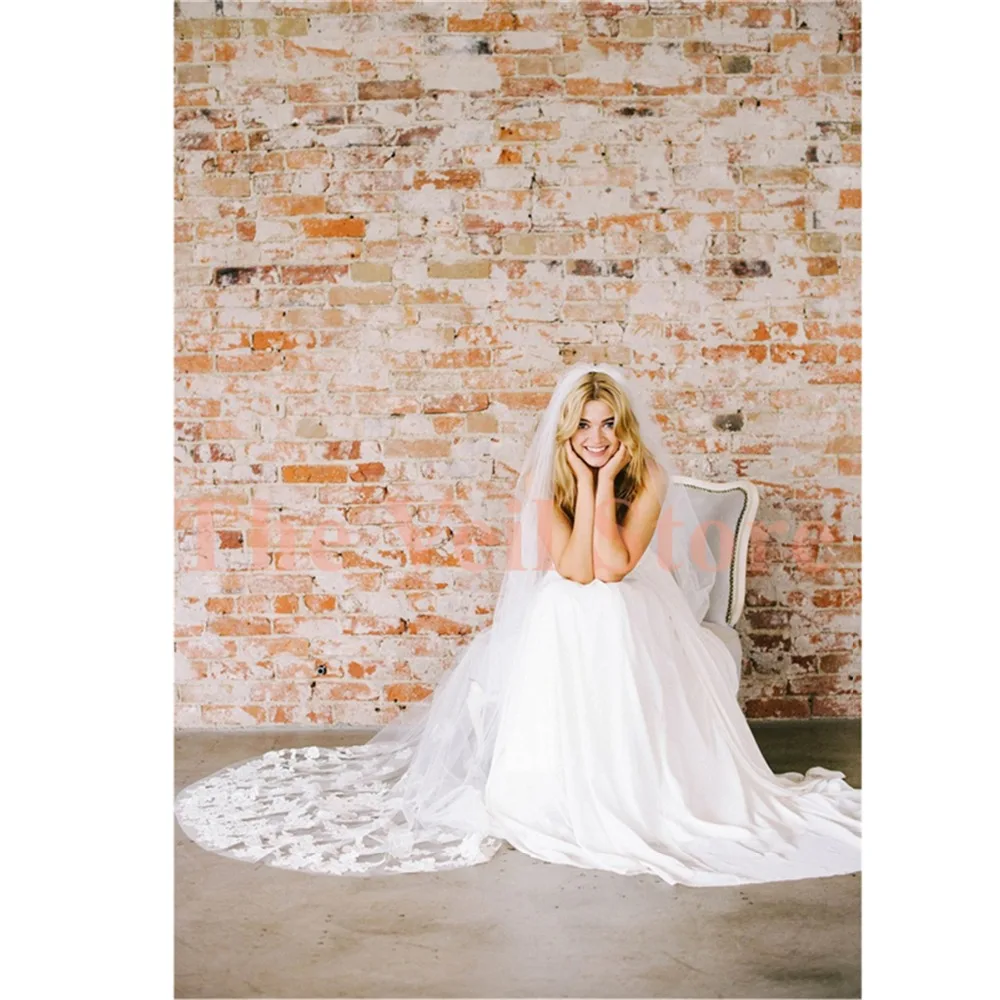 Issy Часовня длинная белая цвета слоновой кости Тюль свадебная фата с гребнем