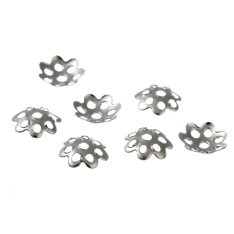 

LINSOIR 1000pcs Silver Color Flower Bead Caps Fit 7mm Round Beads End Bead Caps Silver Hollow Pattern DIY Jewelry Making F2404
