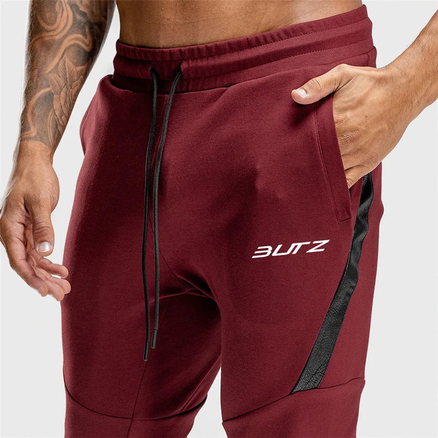 Хлопковые брюки для бега мужские бриджи мужчин фитнеса спорта бодибилдинга