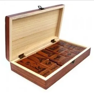 Wholesale stationery postage stamps landscape memories wooden stamp set A LIFE box packed ellos free shipping | Дом и сад