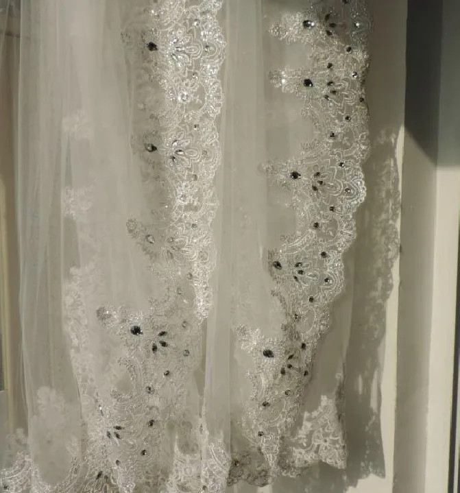 Новинка 1T Соборная элегантная Кружевная аппликация цвета слоновой кости Длинная