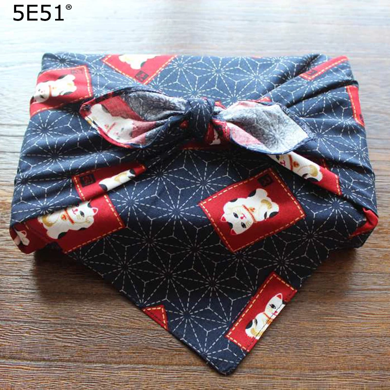 

Хлопковый платок furoshiki в японском стиле 100%/платок с принтом кота удачи/много применений
