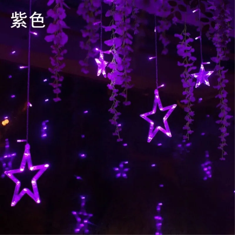 Purple 12 Рождественский светодиодный светильник со звездами, рождественские светящиеся гирлянды, рождественские вечерние гирлянды для сада, свадьбы, украшения для занавесок - Испускаемый цвет: Purple
