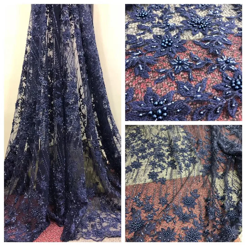 Роза красная африканская бисером кружевной ткани Материалы люкс для