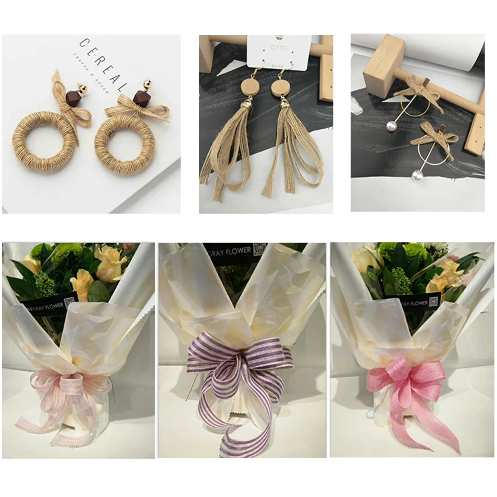 

Cheerbows 1cm*3m Natural Linen Ribbon Festival Gift Wrapping Party Decoration Lace Jute Natural Burlap Ribbon DIY Craft Supply