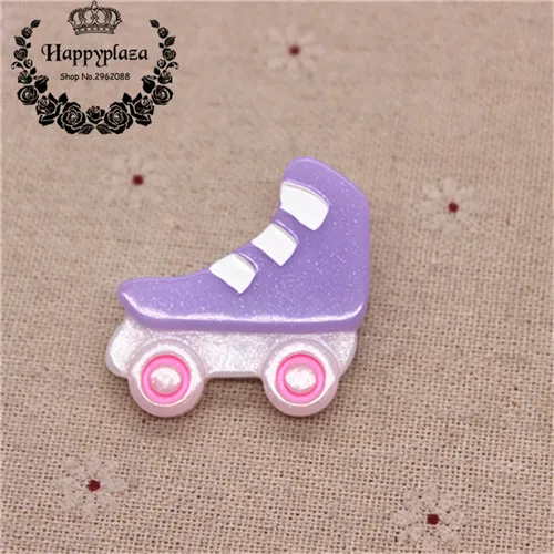 purple 10pcs 10 шт смешанные цвета милые блестящие полимерные роликовые коньки миниатюрные фигурки DIY украшения Шарм Ремесло, 38*39 мм - Цвет: purple 10pcs