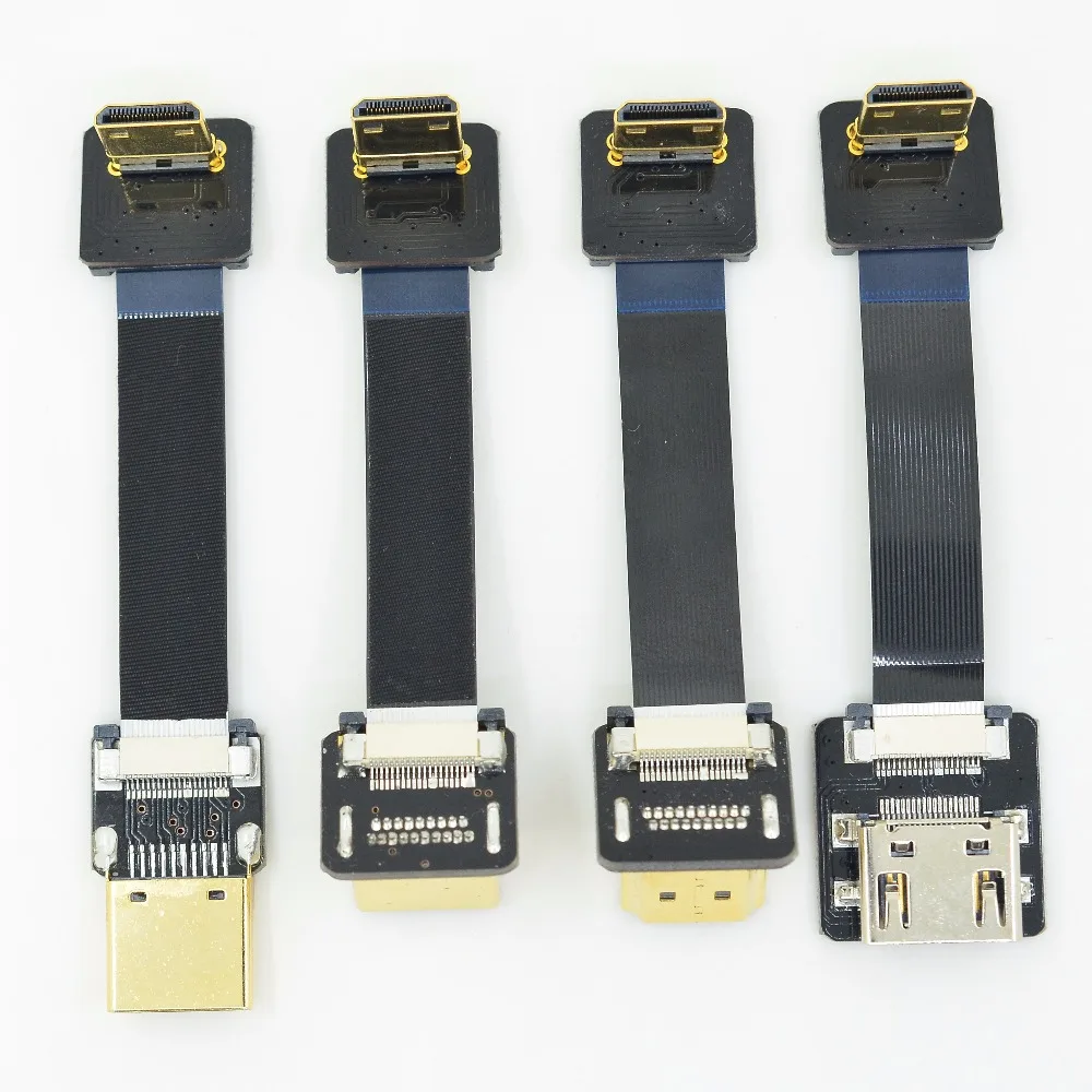 Мини HDMI вверх угловой FPC Mini C Тип A штекер Женский FPV HDTV плоский кабель для