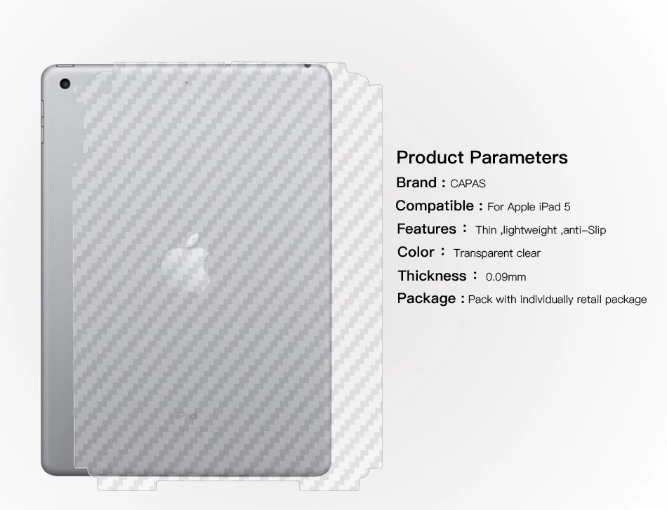 Для Apple iPad Air Mini 2/3/4 углеродного волокна зерна пленка наклейка на заднюю часть 3D прозрачных защитных Прозрачная ПВХ-пленка для Apple iPad 7/Pro/ пленка