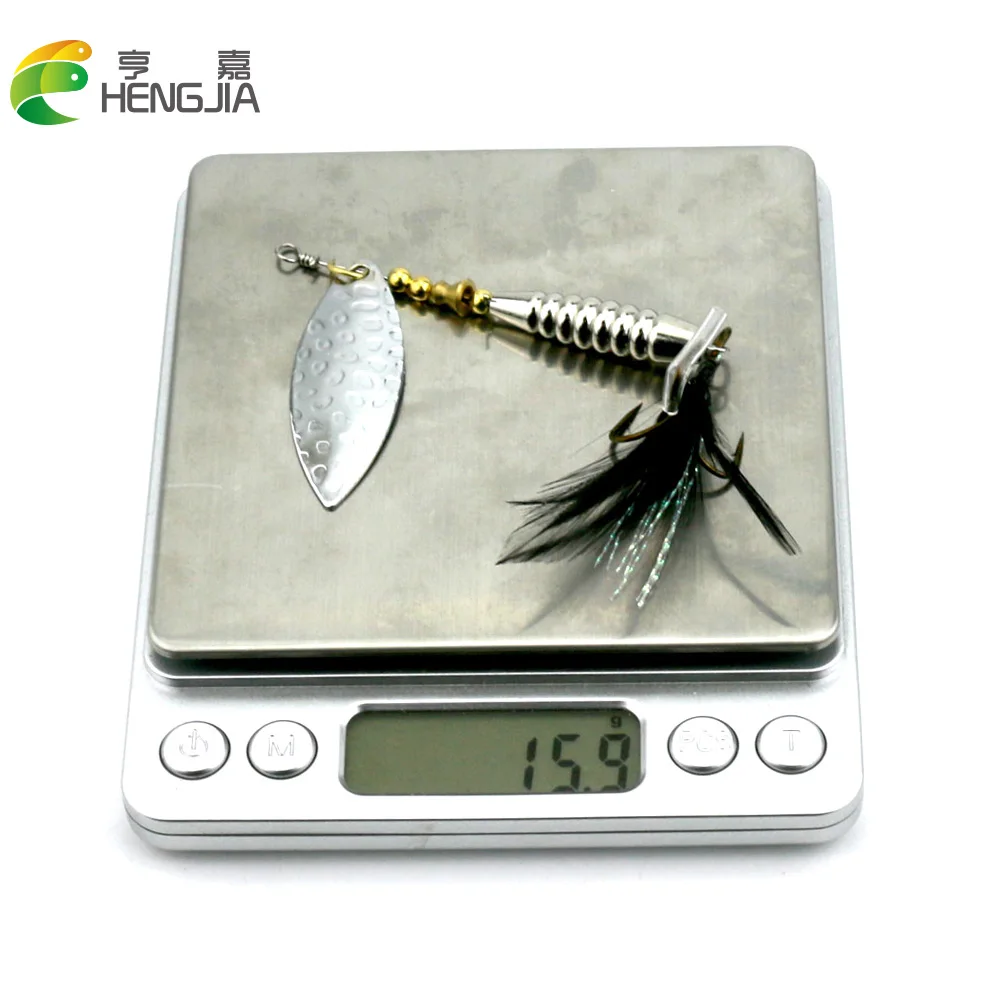 HENGJIA 1PC Metal Fishing Lure 16.5g Rotated Sequin Spoon with Feather Tackle Hard Bait SpinnerBait Isca Artificial | Спорт и