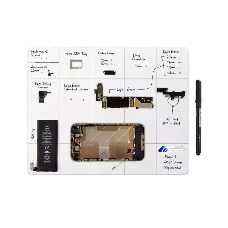 Магнитный проектный коврик UANME 25x30 см винтовая Рабочая панель с маркером ластик
