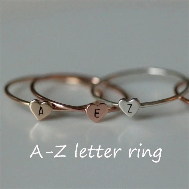 Hot Sale Letter Ring For Women Jewelry Fashion A To Z Full Alphabet Heart Shape Female Couple Gifts Anello donna | Украшения и