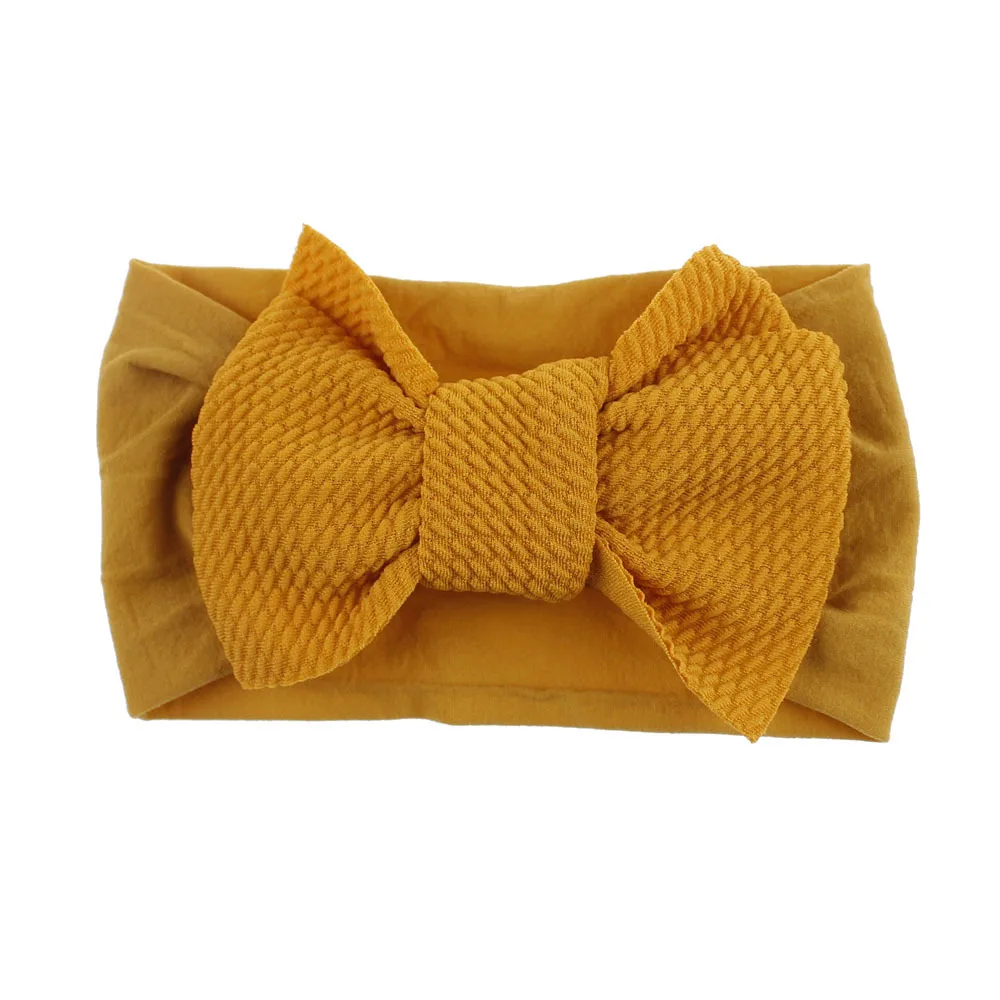 Mustard Nylon Новое поступление повязки голову-большой бант тюрбан Topknot нейлон мягкие эластичные повязки для волос ручной работы аксессуары для волос - Цвет: Mustard Nylon
