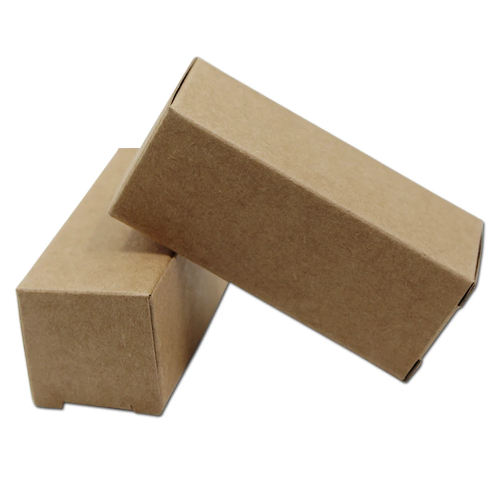 

50Pcs Folding Brown Kraft Paper Storage Box Lipstick Perfume Sample Storage Box Plastic Dropper Essential Oil Bottle Package Box