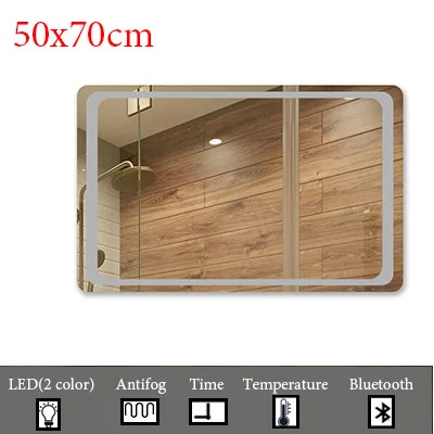 M023C-500x700mm Отельный пользовательский сенсорный Bluetooth светодиодный зеркальный умный Анти-туман настенный туалетный зеркало для дома 2 цвета светильник espejo pared tocador - Цвет: M023C-500x700mm