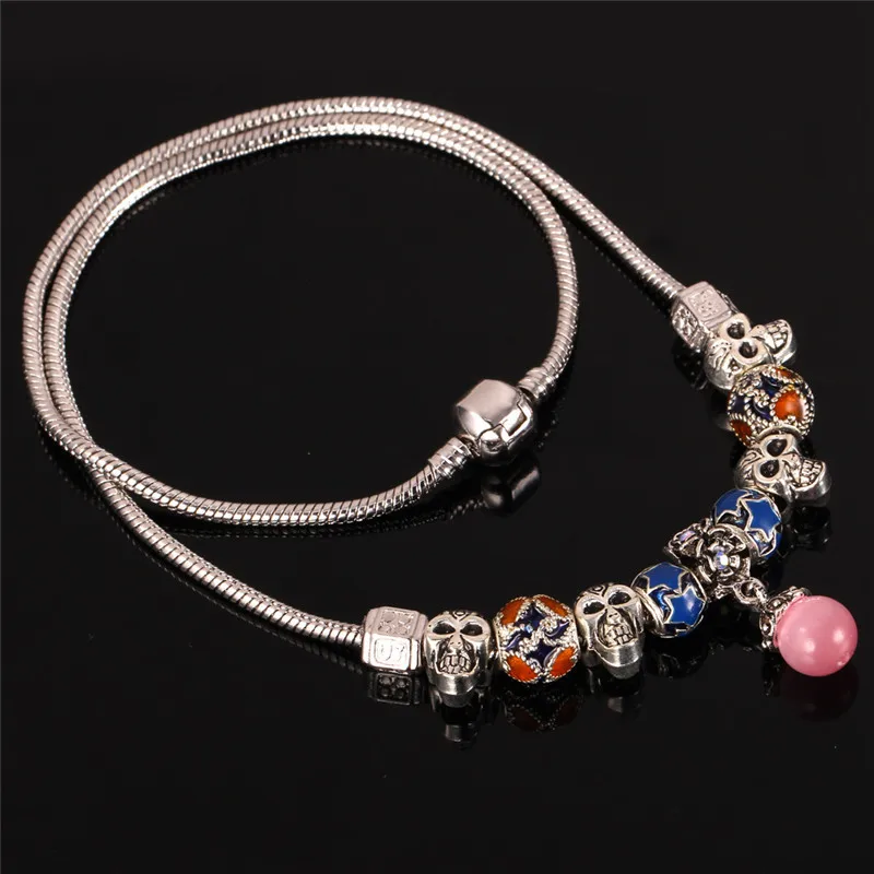U7 Тибетский Серебряный Шармы Скелет Бусы Ожерелье Натуральный Камень Опал Кулон