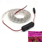 Светодиодная лента полного спектра для выращивания растений, лампа для теплиц, овощей, цветов, 12 В постоянного тока 8:1 с переключателем, водостойкая лампа, 5 м