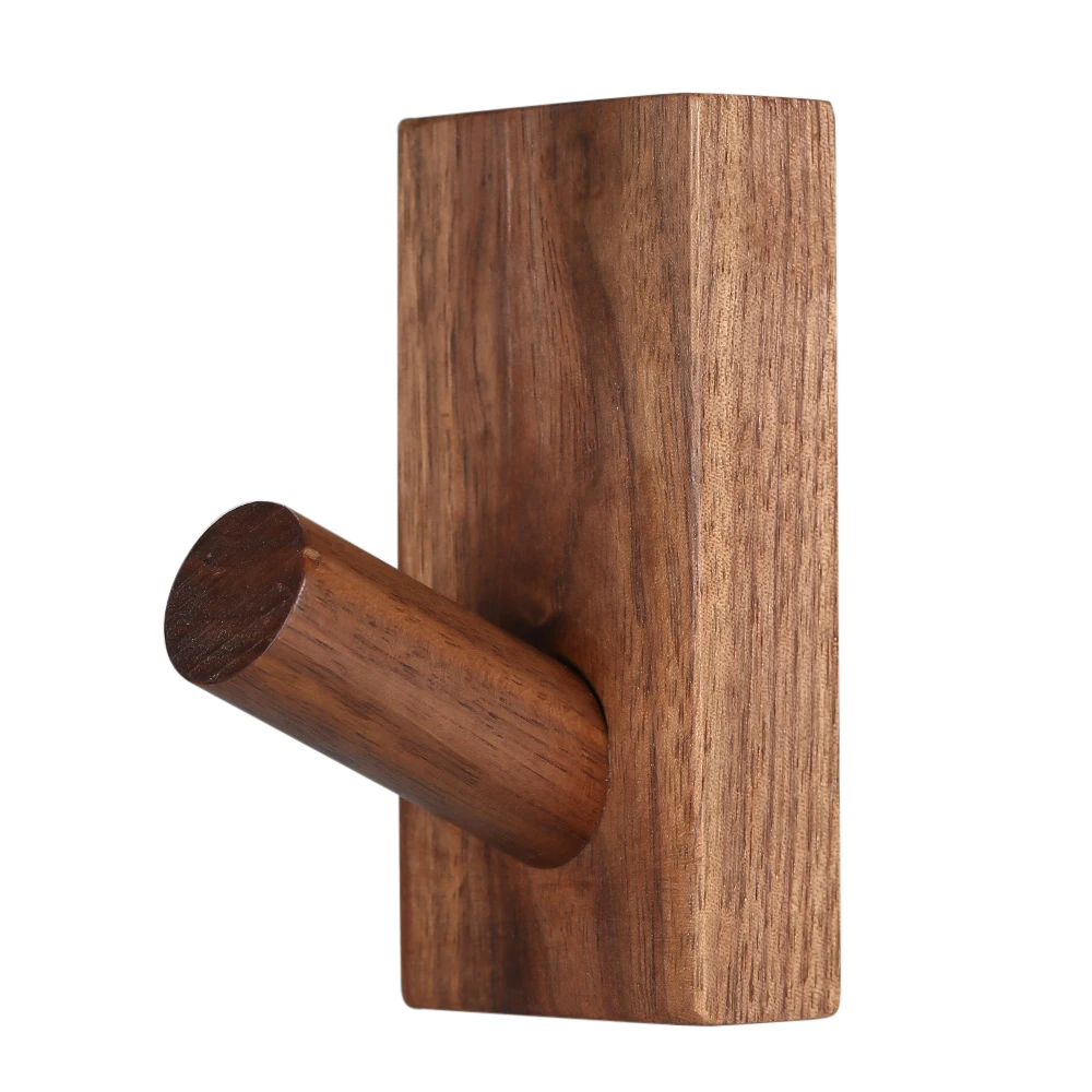 Black walnut color Твердый Натуральный Деревянный крючок, настенная вешалка, крючок для украшения дома, прочные, прочные, влагостойкие, с защитой от плесени, крючки для ключей, пальто, сумки, стойки - Цвет: Black walnut color