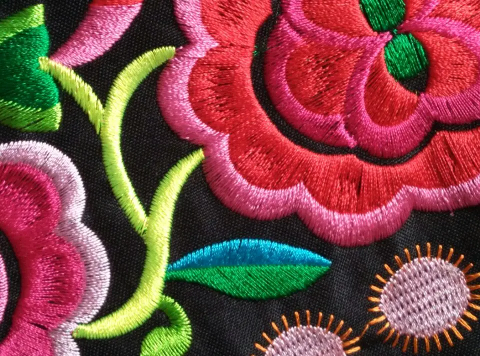 miao floral stitch fabric embroidery patch garment bag home textile applique trim ethnic nepal tribal india boho gypsy hmong DIY | Дом и сад