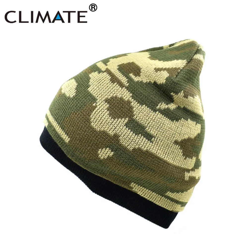 Климата Для мужчин Beanie Camo Камуфляж зима шляпа человек Кепки армии теплая шапочка