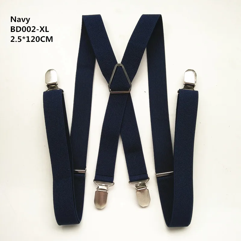 Navy-120cm 120 см длина сплошной цвет взрослые мужские подтяжки 2,5 см регулируемый эластичный ремень X-Back подтяжки для женщин рубашки остается BD002 - Цвет: Navy-120cm