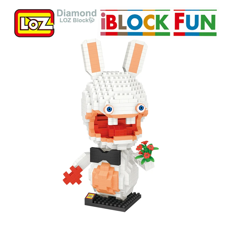 LOZ Rayman Raving Rabbids Crazy Rabbit Building Diamond Конструкторы 700 шт. рисунок игрушки для детей 14 лет