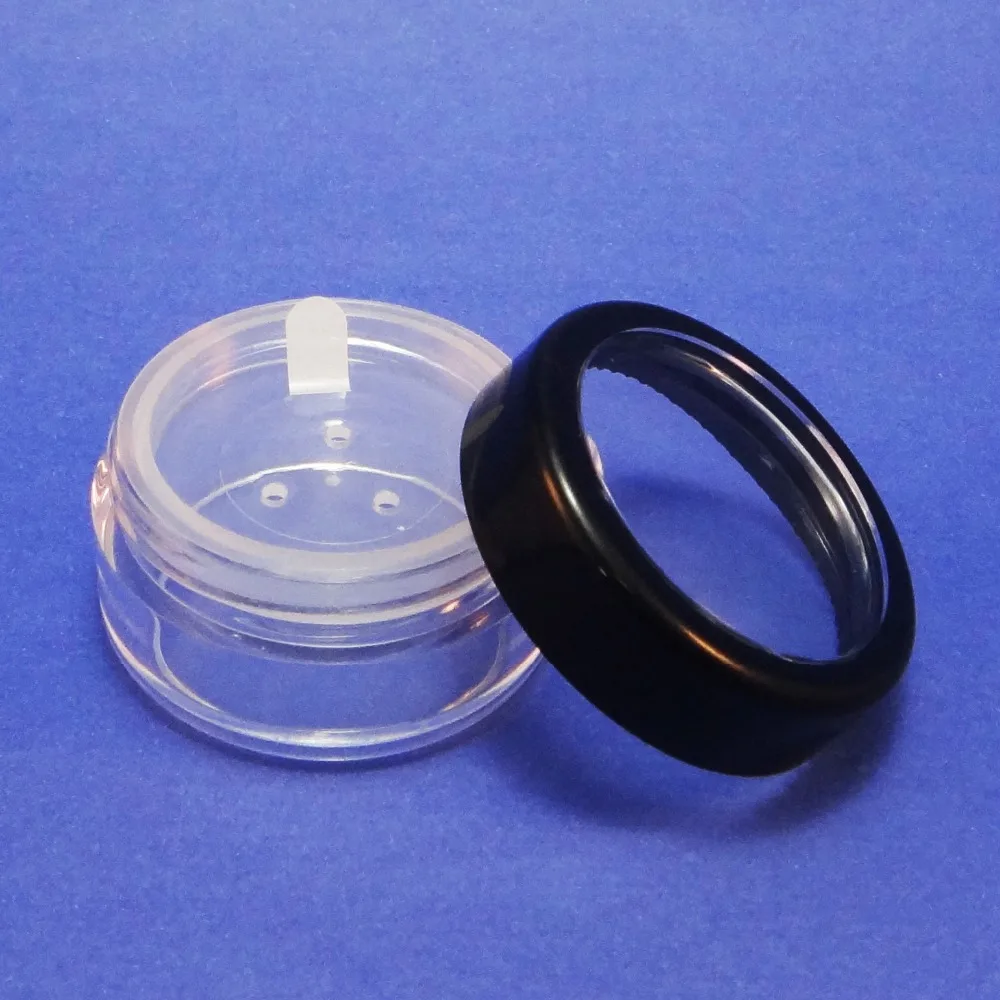 

100 Pcs Made in Taiwan Travel Size Sifter Loose Powder Plastic Jar with Pull Tab Seal Sticker on Sifter(AY81(10)(W)SST-C=100pcs)