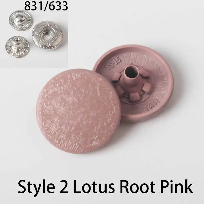 style2-root pink 10 шт. 15 мм латунная защелкивающаяся заклепка 831/633 Тип швейная кожаная Кнопка Ремесло для одежды аксессуар для одежды Сделай Сам Q27 - Цвет: style2-root pink