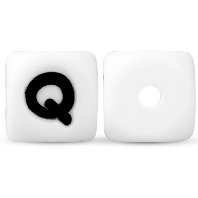 Q Keep& Grow, 100 шт, 12 мм, силиконовые бусины с буквами, без бисфенола, Детские Прорезыватели, Английский алфавит, буквы, пищевое качество, Детские Прорезыватели для зубов - Цвет: Q