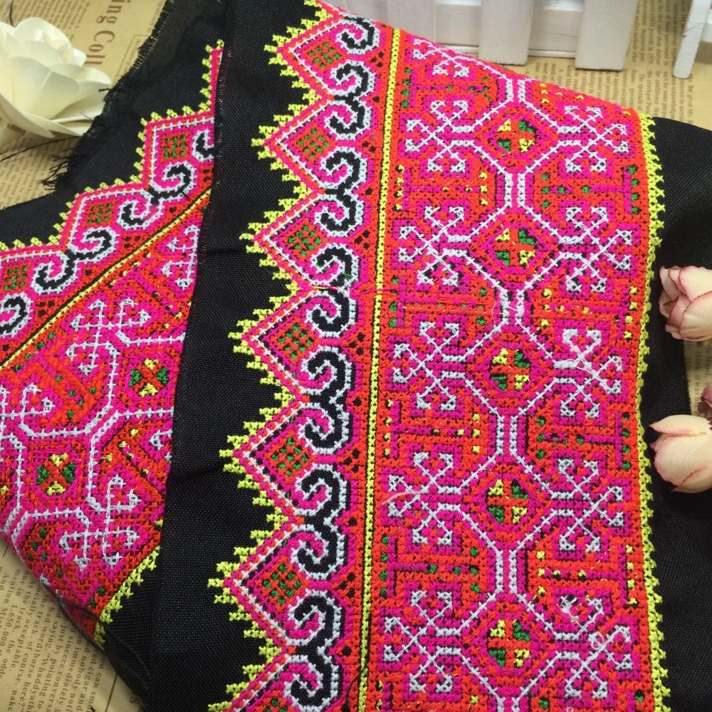 Miao hmong вышивка крестиком вышитая кружевная ткань шитье обрезанная лента Племенной этнический цыганский Бохо-стиль DIY Непальские тайские индийские аксессуары