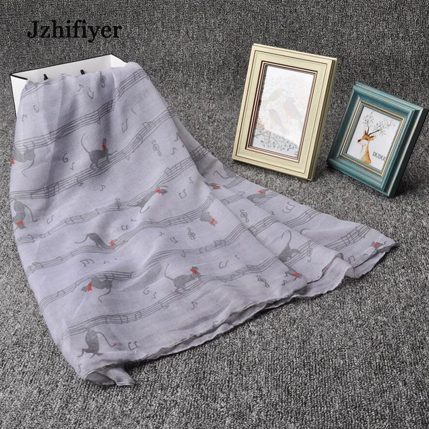 Cats Scarf Shawls Music Note G-Clefs Hijab Womens Viscose Muslim Bandana Feminino Inverno Pareo Beach |