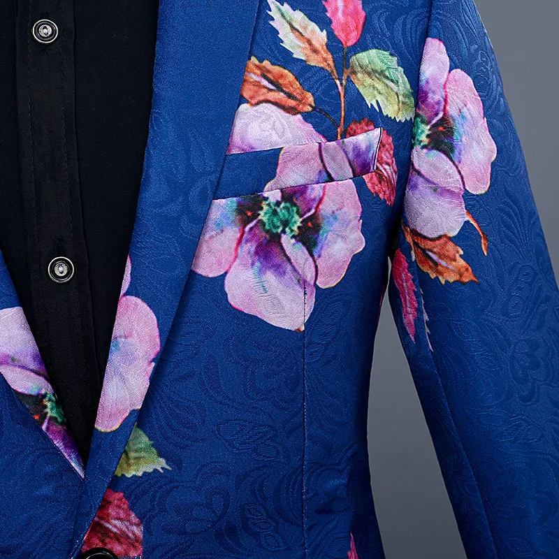 

Floral Casual Slim Blazers 2019 New Arrival Fashion Male Suit Jacket Men Suite Prom Blezer Masculino