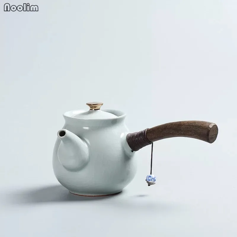 NOOLIM Ручной Работы Керамический Чайник Китайский чайник винтажный эбеновая деревянная ручка минималистичный чайный набор кунг-фу чайник